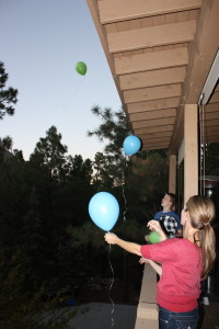 The kids and I, sending balloons to Shannon, on the 5th anniversary of her death.