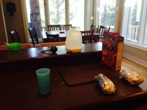 Left the milk out, and their breakfast. And, two "forgot" their lunches this morning, again.