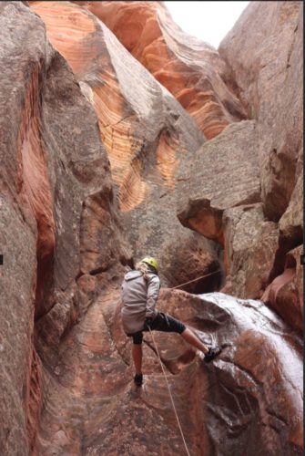 Pushing my limits for sure-repelling down a gorgeous canyon with the Zion Ponderosa Women's Retreat!