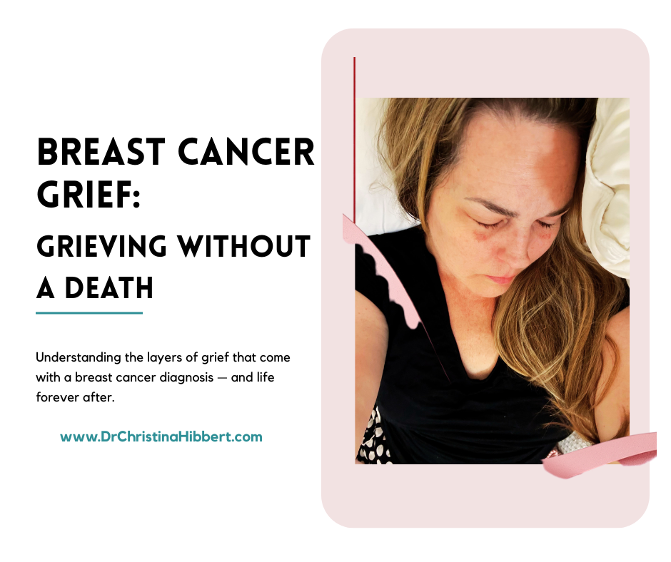 Breast Cancer Grief: Grieving Without a Death — Dr. Christina Hibbert resting, eyes closed, in the quiet after a breast cancer diagnosis